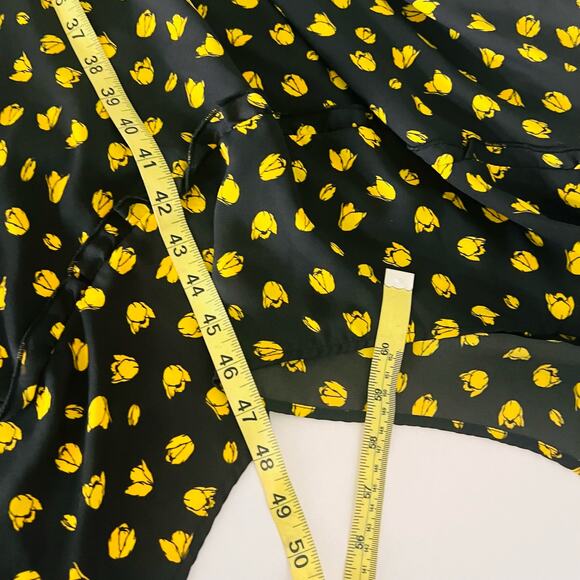 Who What Wear Floral Print Shark Bite Hem Midi Dress Size M Medium Yellow Black - Picture 7 of 7